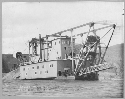 Gold Dredge, Klondike River, Canada, 1915